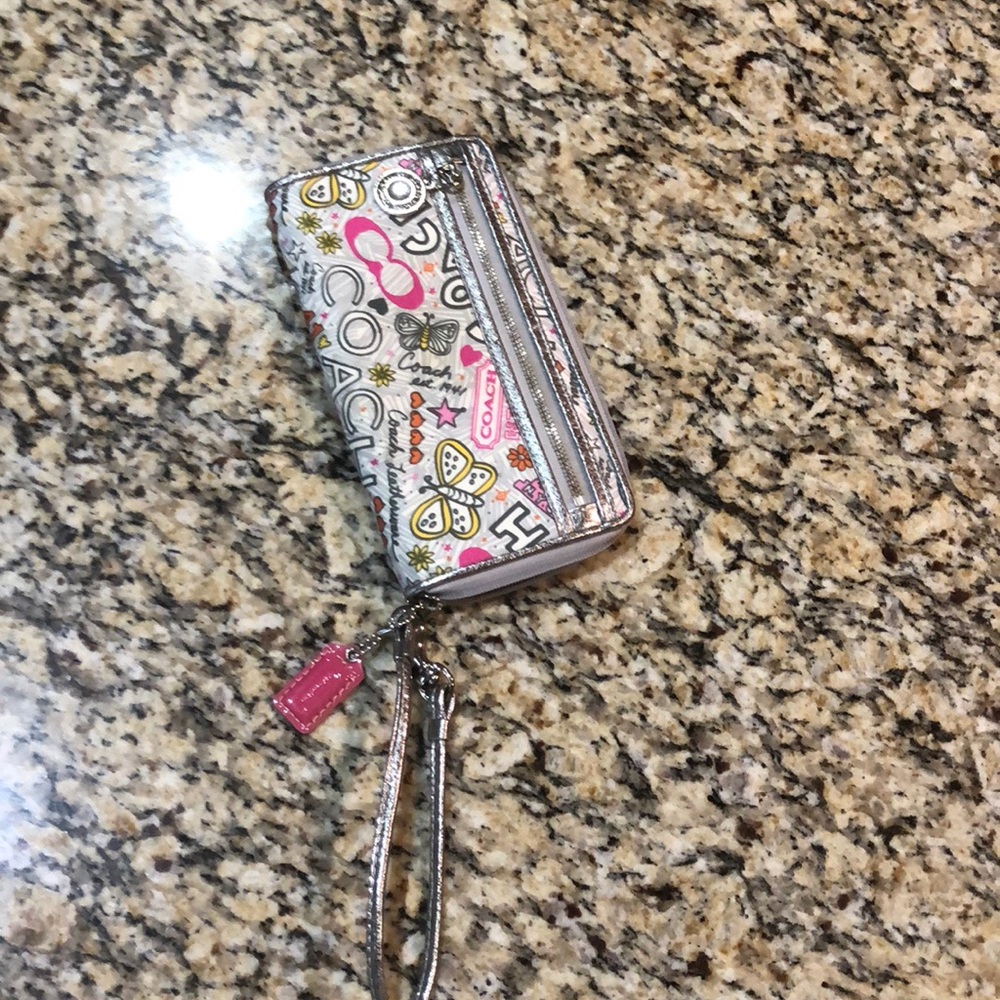Coach Poppy Butterfly Graffiti Wallet Wristlet